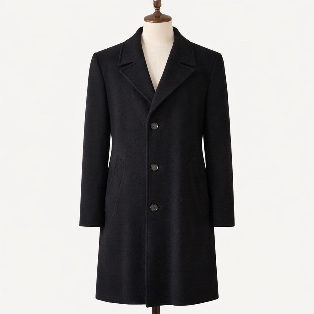 Vintage 90s Ralph Lauren Womens XL Wool Pea Coat Lined Black Button Long Jacket